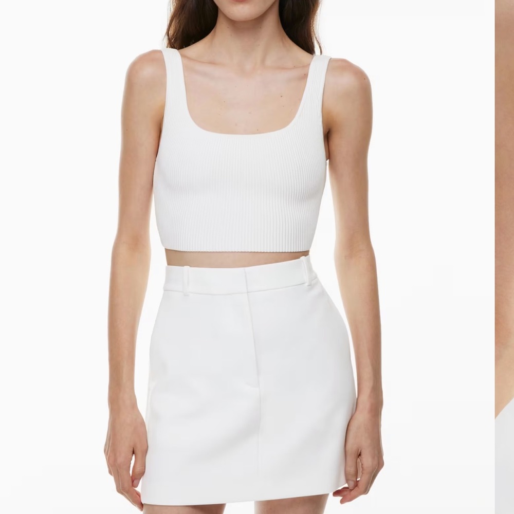 Sculpt Knit Squareneck Cropped Tank - green